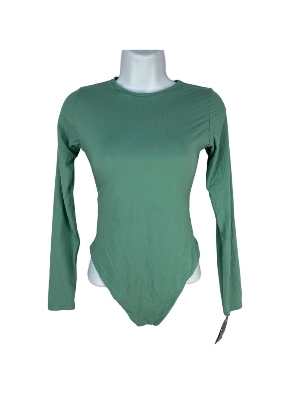 Auden Womens Green Long Sleeve Bodysuit Size S Luxury Collection Lightweight